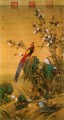 Lang pájaros brillantes en tinta china antigua de primavera Giuseppe Castiglione